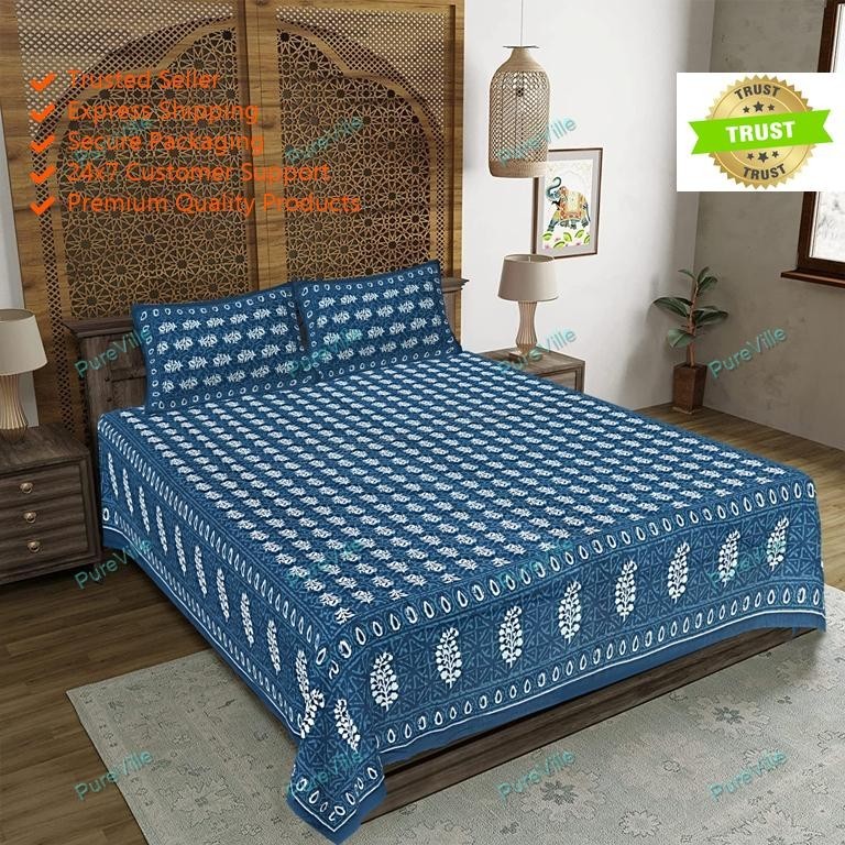 Mandala Cotton Double Bedsheet With 2 Pillow Cover Buti Design gallery
