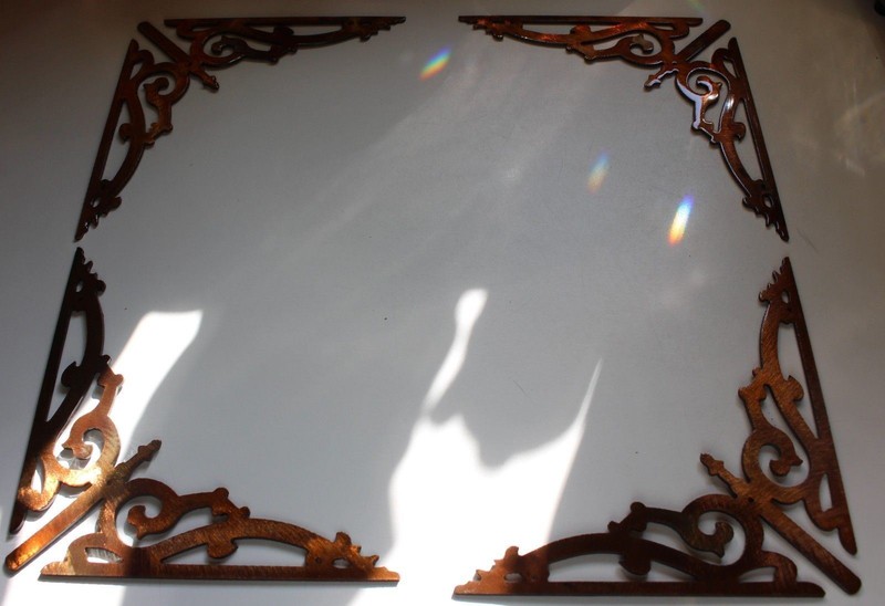 Scroll Corners (V Shaped) - Metal Wall Art - Copper 3" gallery