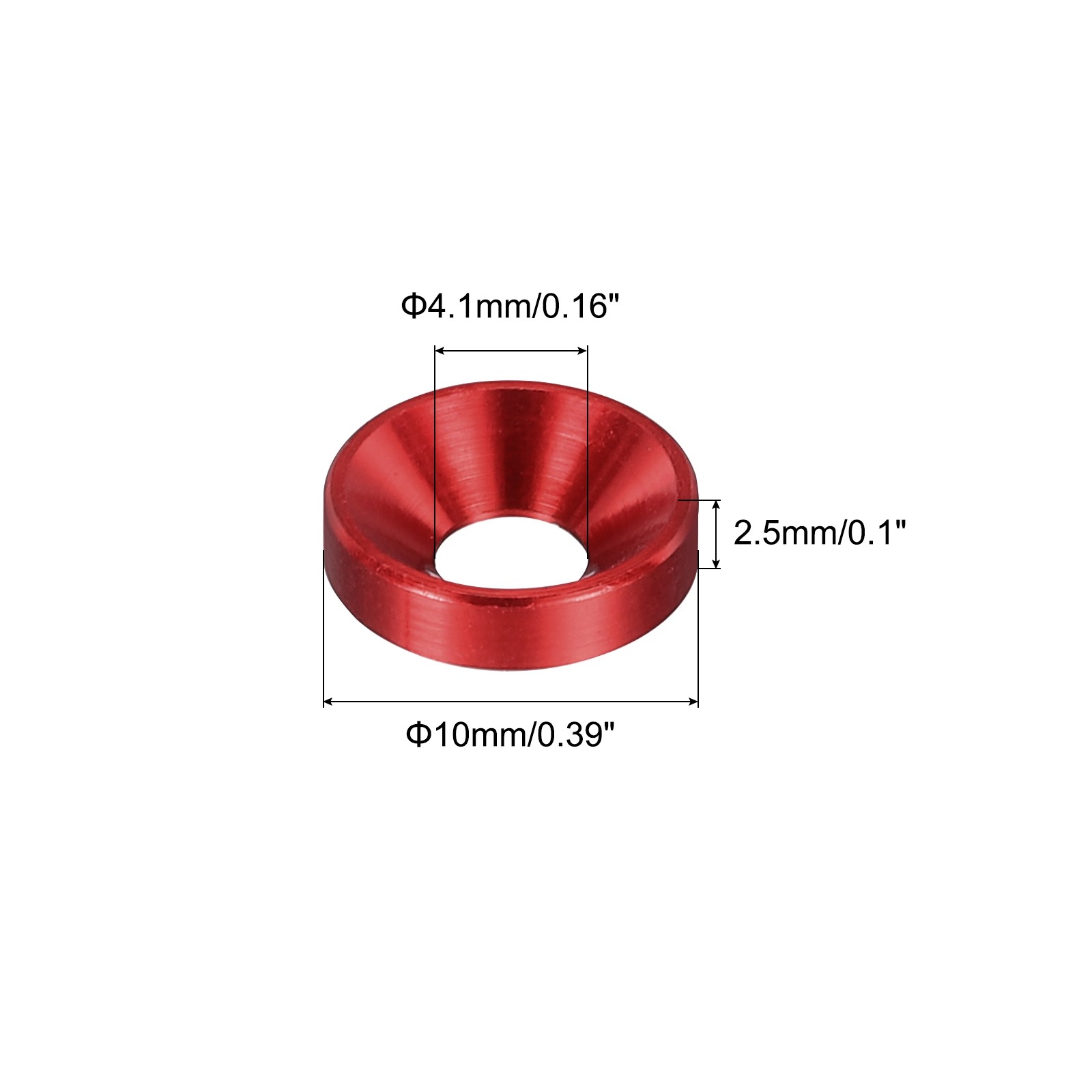 60pcs M4 Counterbore Washers, 10mm/0.39inch Aluminum Alloy for RC, Deep Red gallery