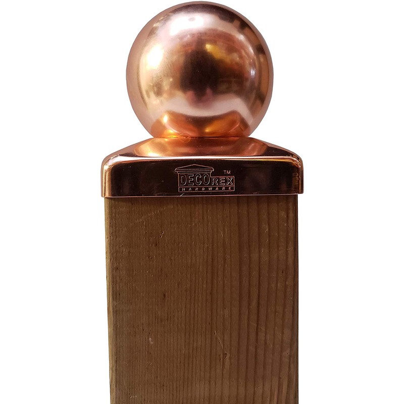 3.5" x 3.5" Solid Copper Ball Post Cap for True/Actual 3.5" x 3.5" Wood Posts gallery