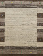 Bordered Beige Stylish and Versatile Gabbeh Accent Rug Handmade Wool 3×4 ft.