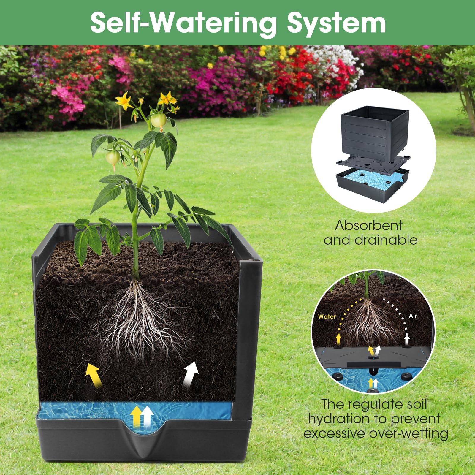 Tomato Planter 2 Pack 57 Self Watering Raised Garden Bed Trellis MQUPIN Climbing gallery