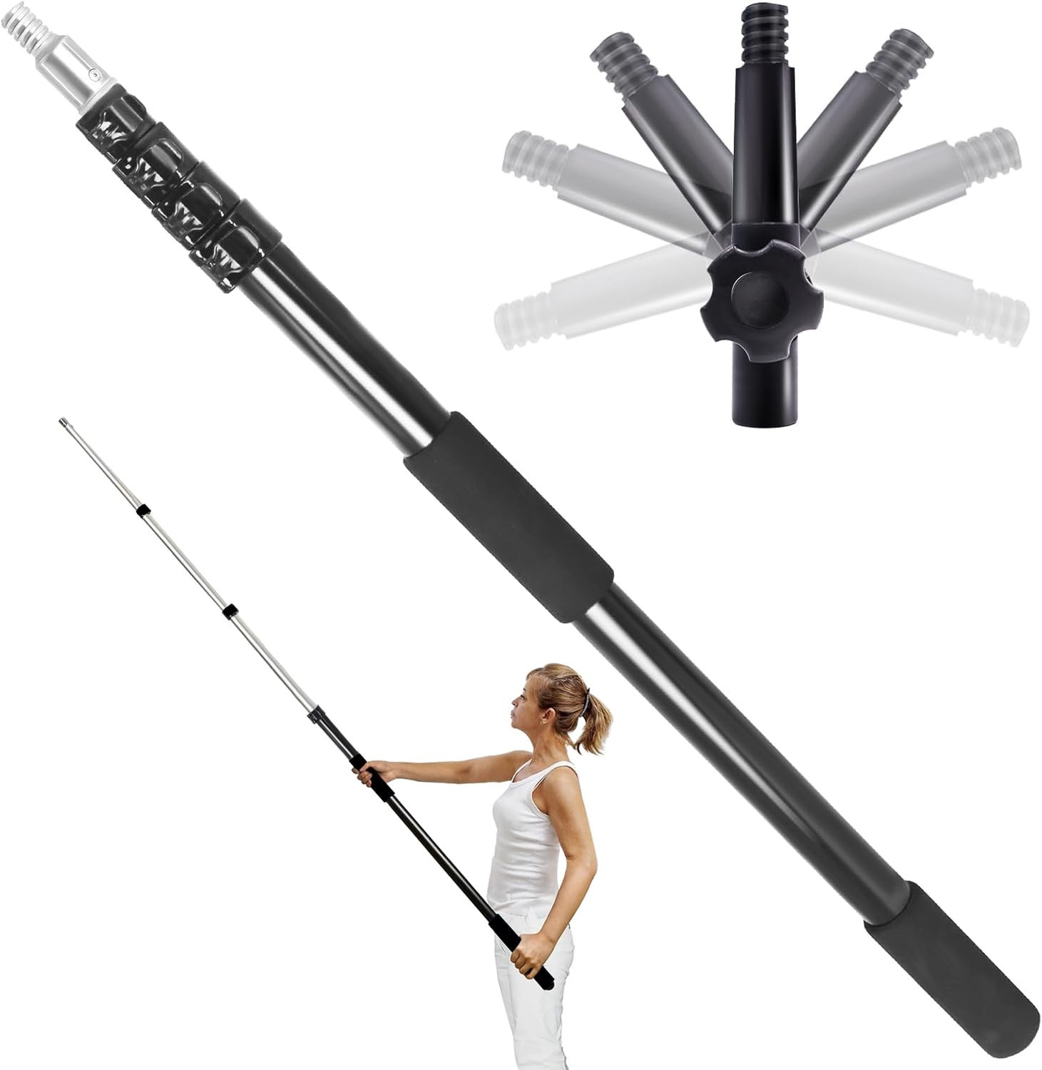 28FT Telescopic Extension Pole - 5-20FT Adjustable Lightweight Aluminum for Pain gallery