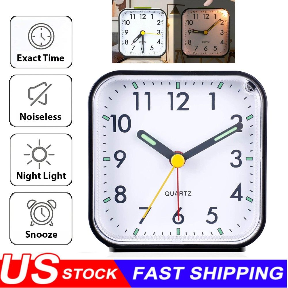 LED Desk Alarm Clock Nightlight Snooze Quiet Non Ticking Battery Powered Bedroom gallery