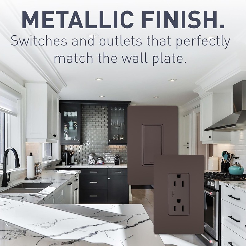 Legrand radiant Screwless Wall Plate Decorator Rocker Outlets 3Gang Dark Bronze gallery