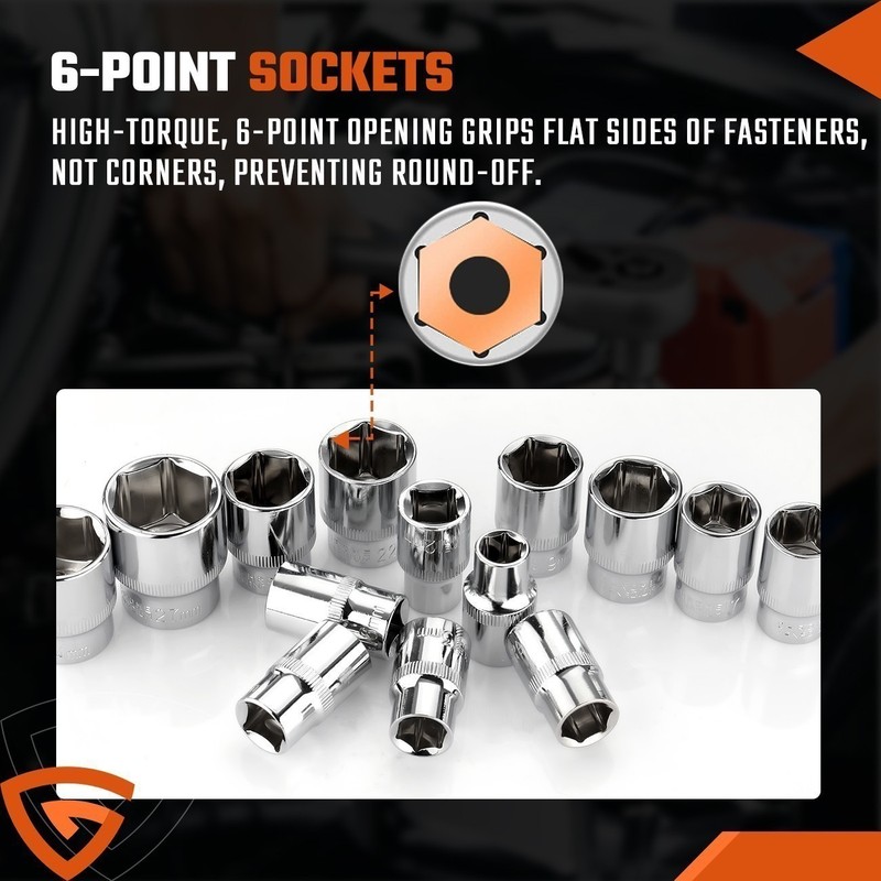 108Pcs Mechanics Tool Set Kit 6-Point Socket Ratchet Wrench Set Repair 6-Point gallery