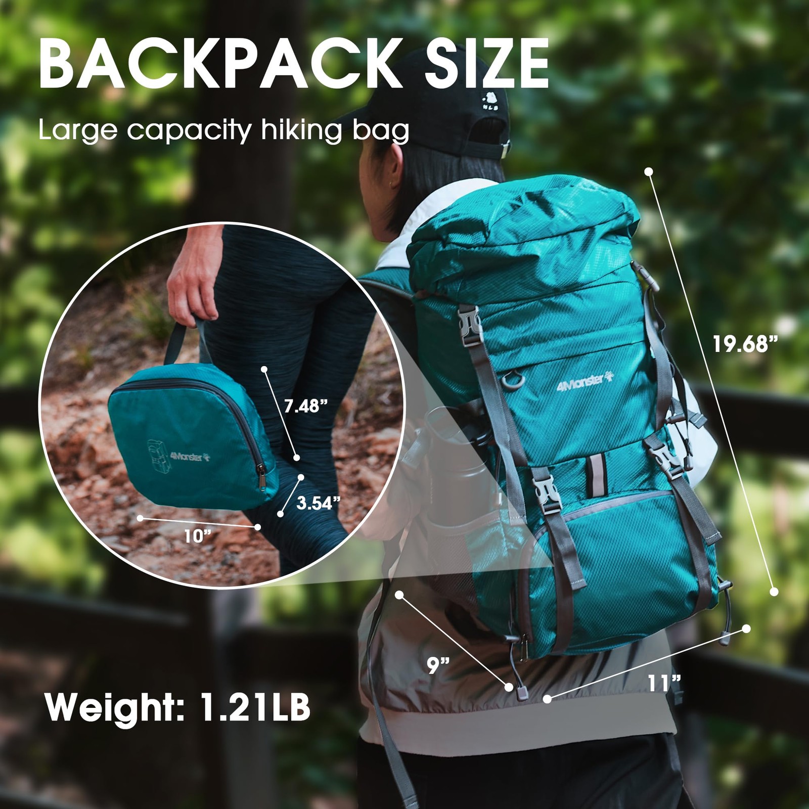Portable Hiking Backpack,Lightweight Packable Hiking Daypack,Water Resistant ... 2