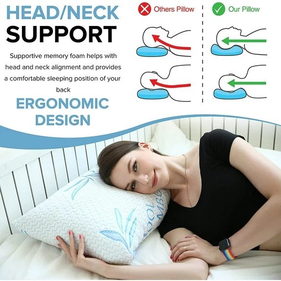 Adjustable Bamboo Bed Pillow, Cool Bamboo Sleeping Pillow, Shredded Memory Foam gallery