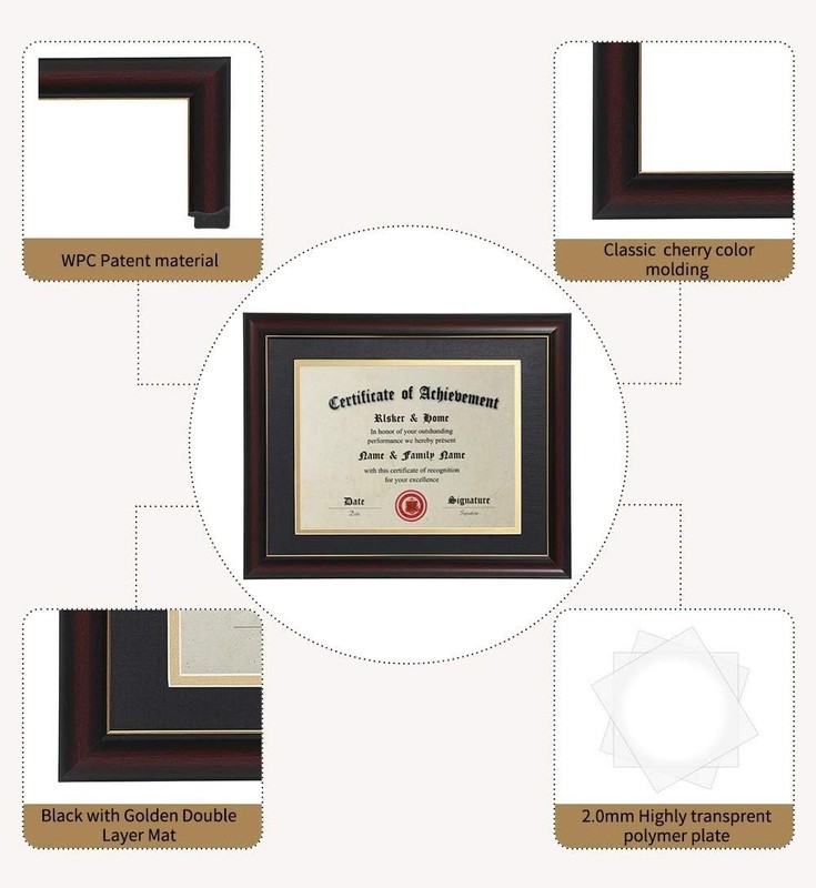 8.5x11 Diploma Frames with Mat, Classic Cherry Wood, 8.5x11 or 11x14 Inch - D... gallery