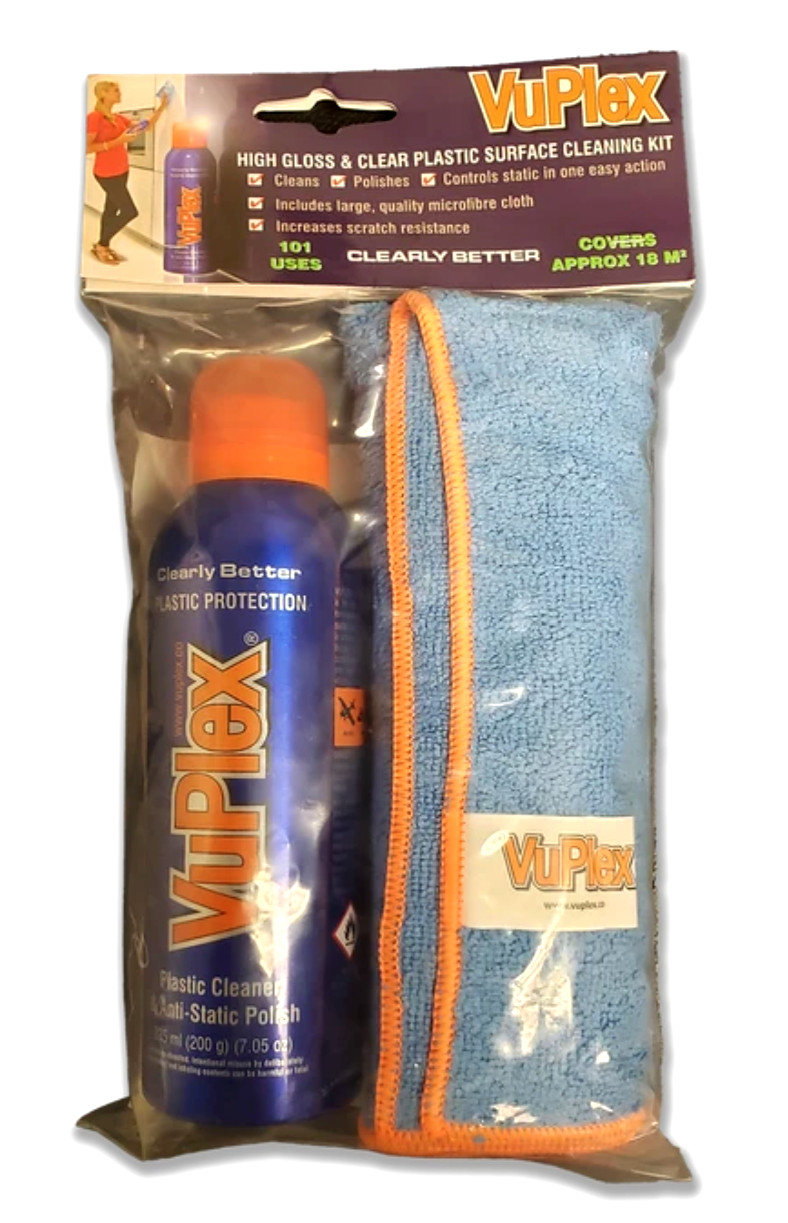 VuPlex Plastic Cleaner & Anti-Static Polish 7.05 oz & MicroCloth- Ships From USA gallery
