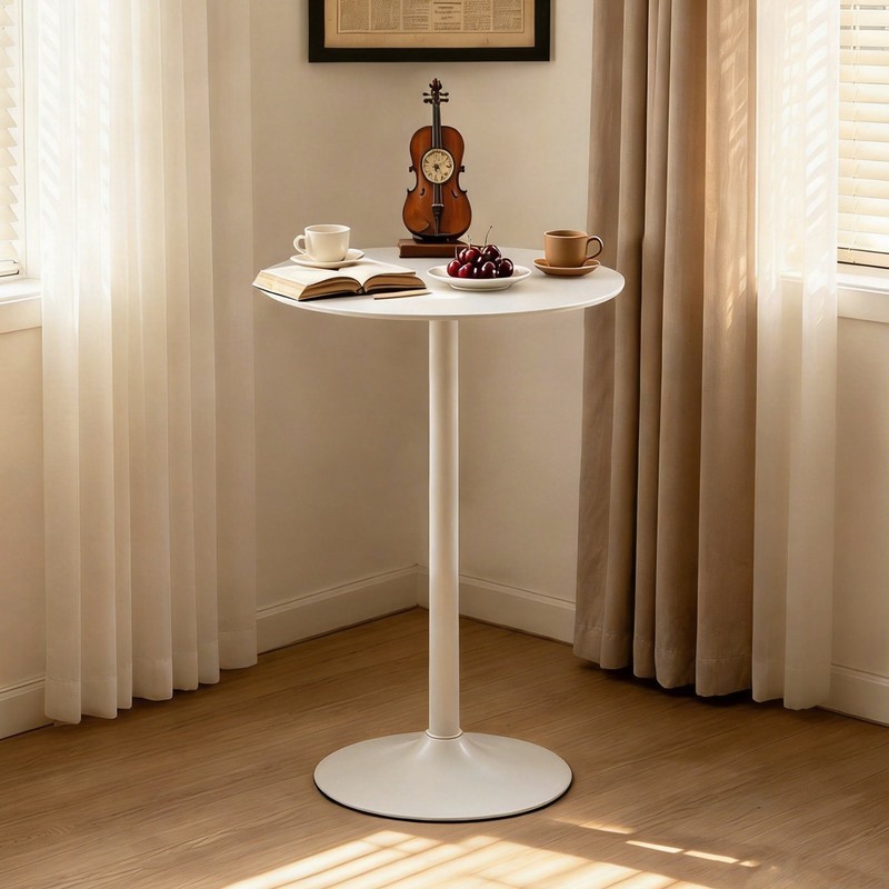 24 in Round Bar Table Modern Dining Table Dining Table Coffee Table - White gallery