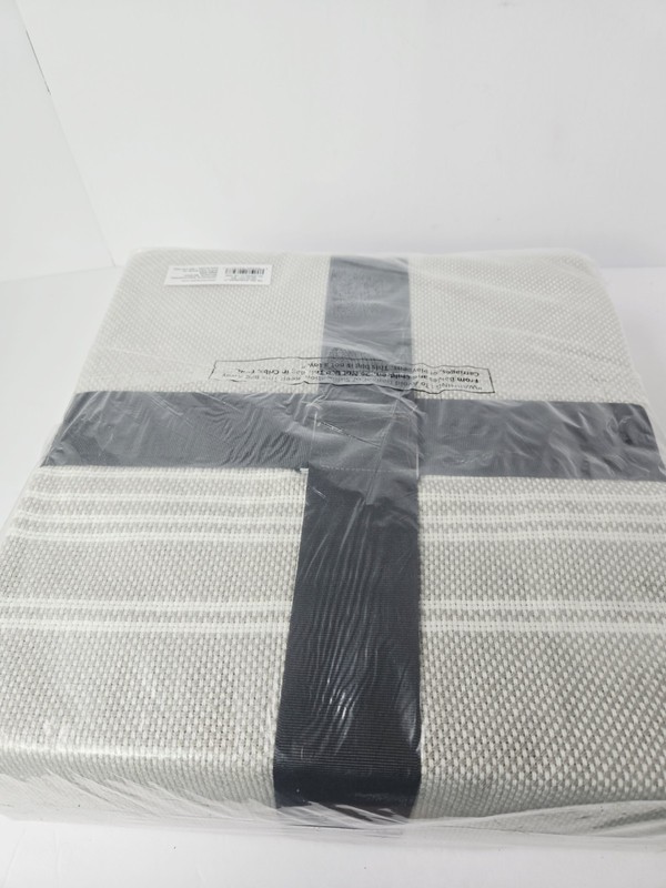 Threshold throw blanket grey white stripe 0 Cotton 108x92" NEW gallery