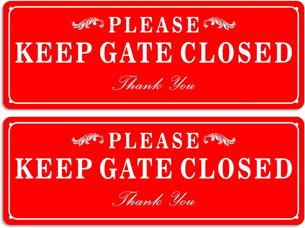 2 Pack Please Keep the Gate Closed Matal Sign - Brushed Aluminium Durable Ink -