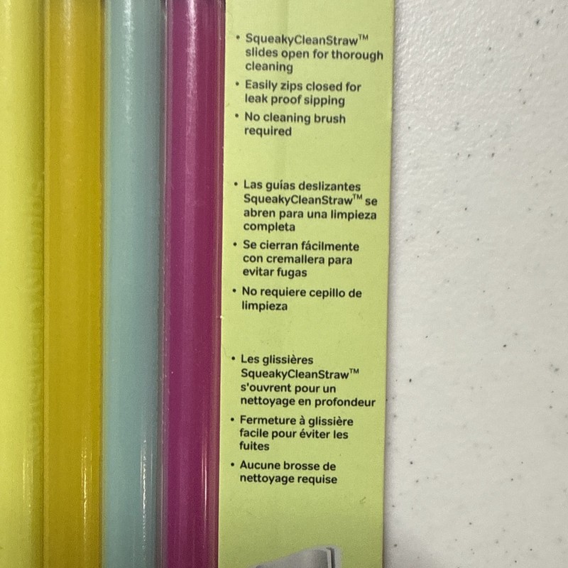 New SQUEAKY CLEAN STRAW 4 Pack Reusable BPA-Free Silicone Straw Easy Clean gallery