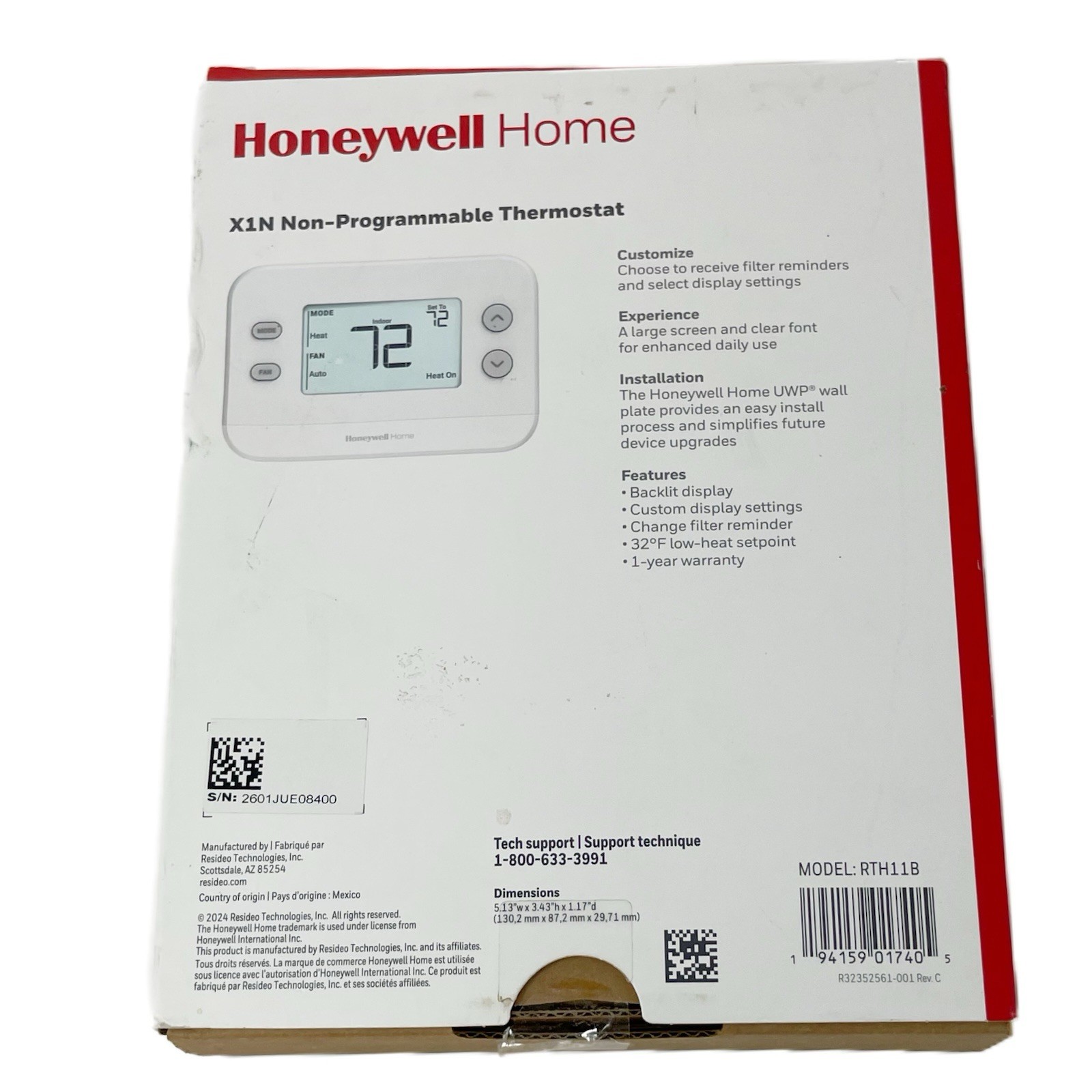 HONEYWELL RTH11B/N HOME X1N NON-PROGRAMMABLE THERMOSTAT SINGLE-STAGE 1-HEAT/COOL gallery
