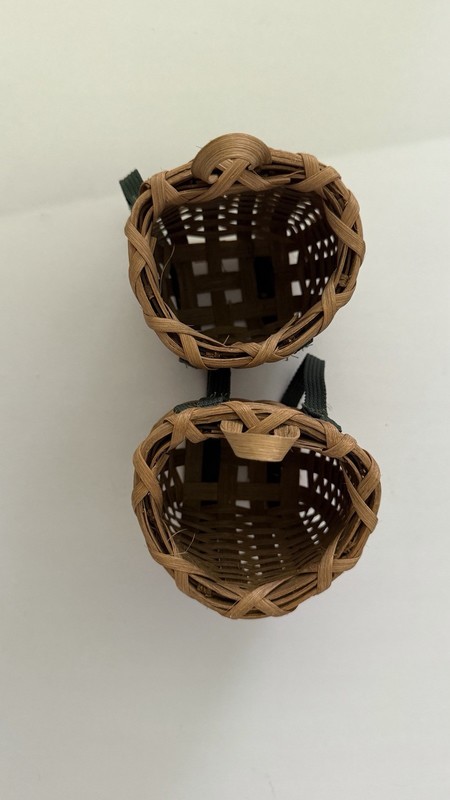Two Mini Adirondack Backpack Baskets Wall-Mounted Wicker Organizer Home Decor gallery