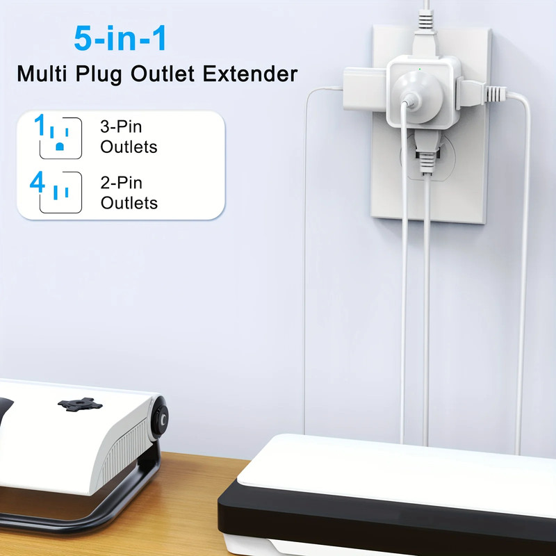 5 Way Multi Plug Outlet Extender, Wall Outlet Expander, Small Electrical Outlet gallery