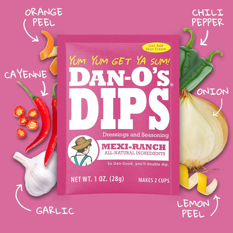 Dan-O’S Dips Variety Pack (8 Pack) – Ranch, Mexi-Ranch, French Onion & Dill Dip gallery