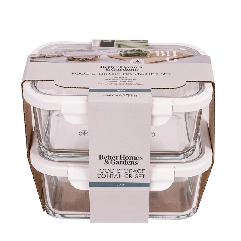 4Cup Rectangle Glass Food Storage Container with Tritan Lid. Set of 2,4 Pieces gallery