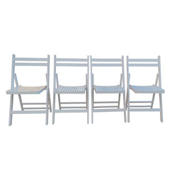 White Solid Wood Slatted Folding Event Chairs (Set of 4)-Fully Assembled 220 Lb.