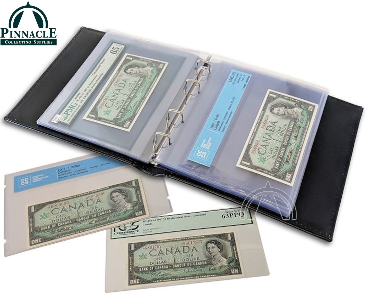 Certified Graded Currency & Banknote Album w 20 Removable Pages | 4 Ring Binder gallery