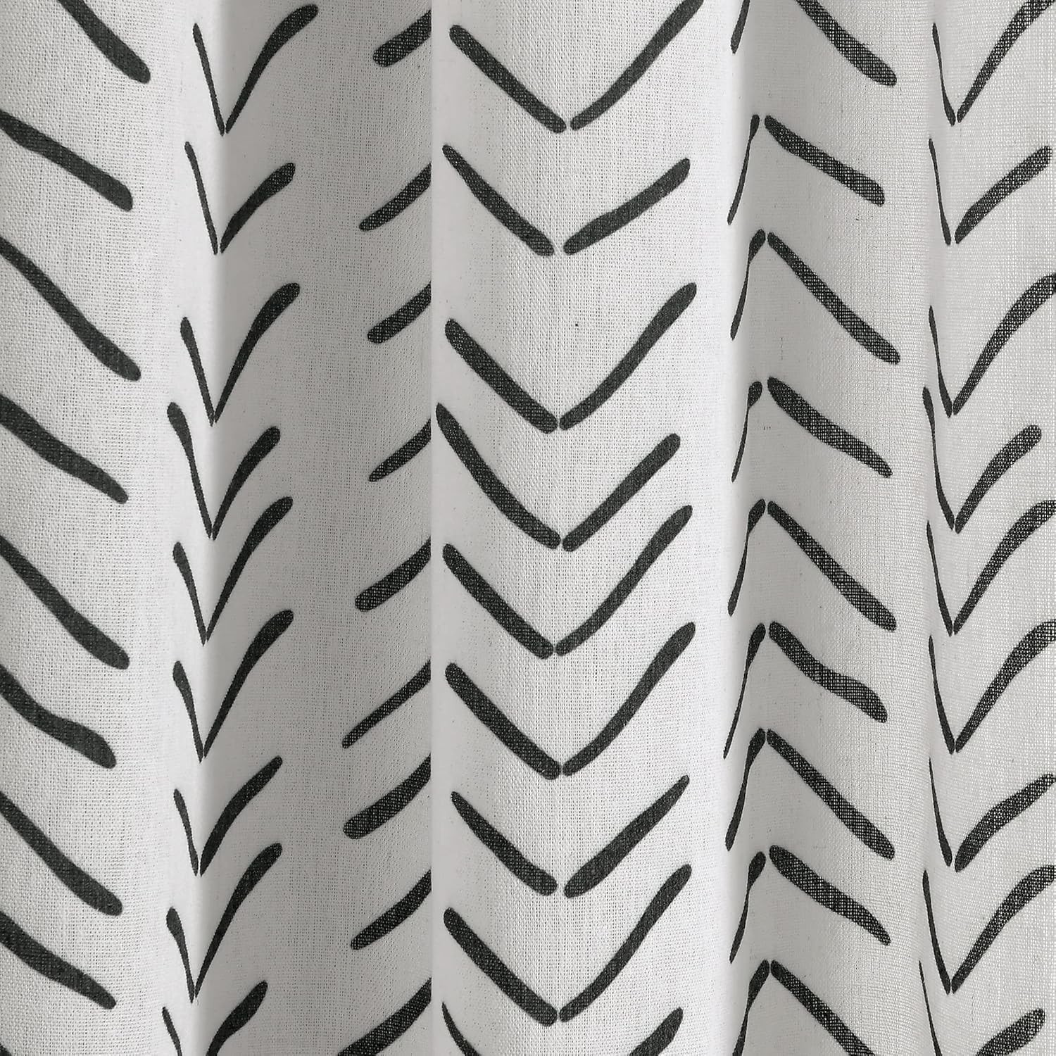 Lush Decor Hygge Arrow Linen Look Shower Curtain, 72" X 72", Black & White gallery