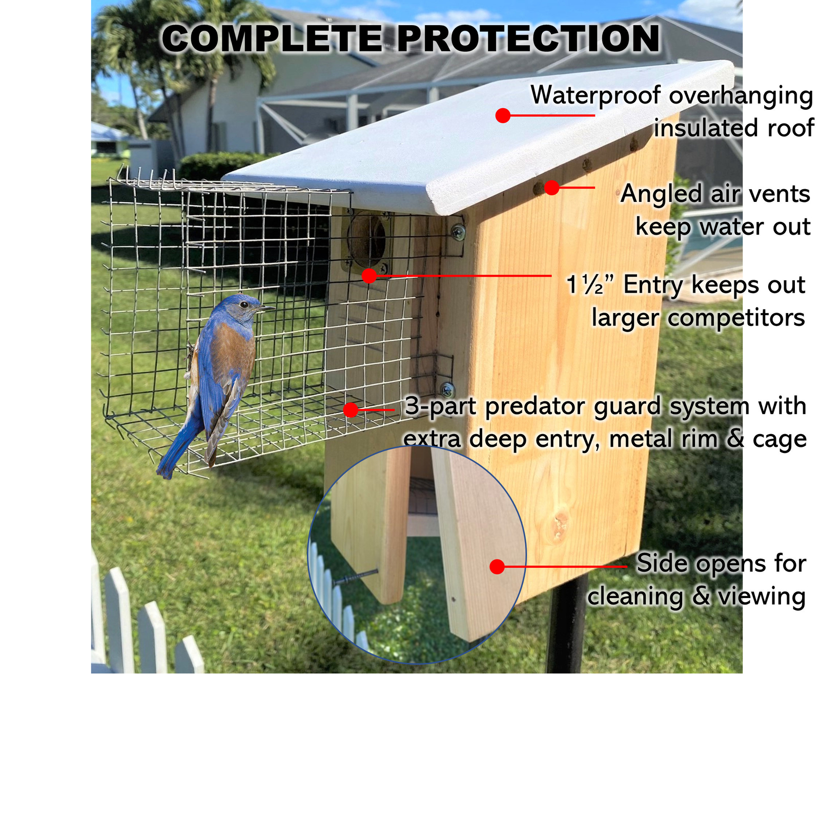 Hoverman Bluebird House | Cedar | Insulated | Predator Guard | Weatherproof gallery