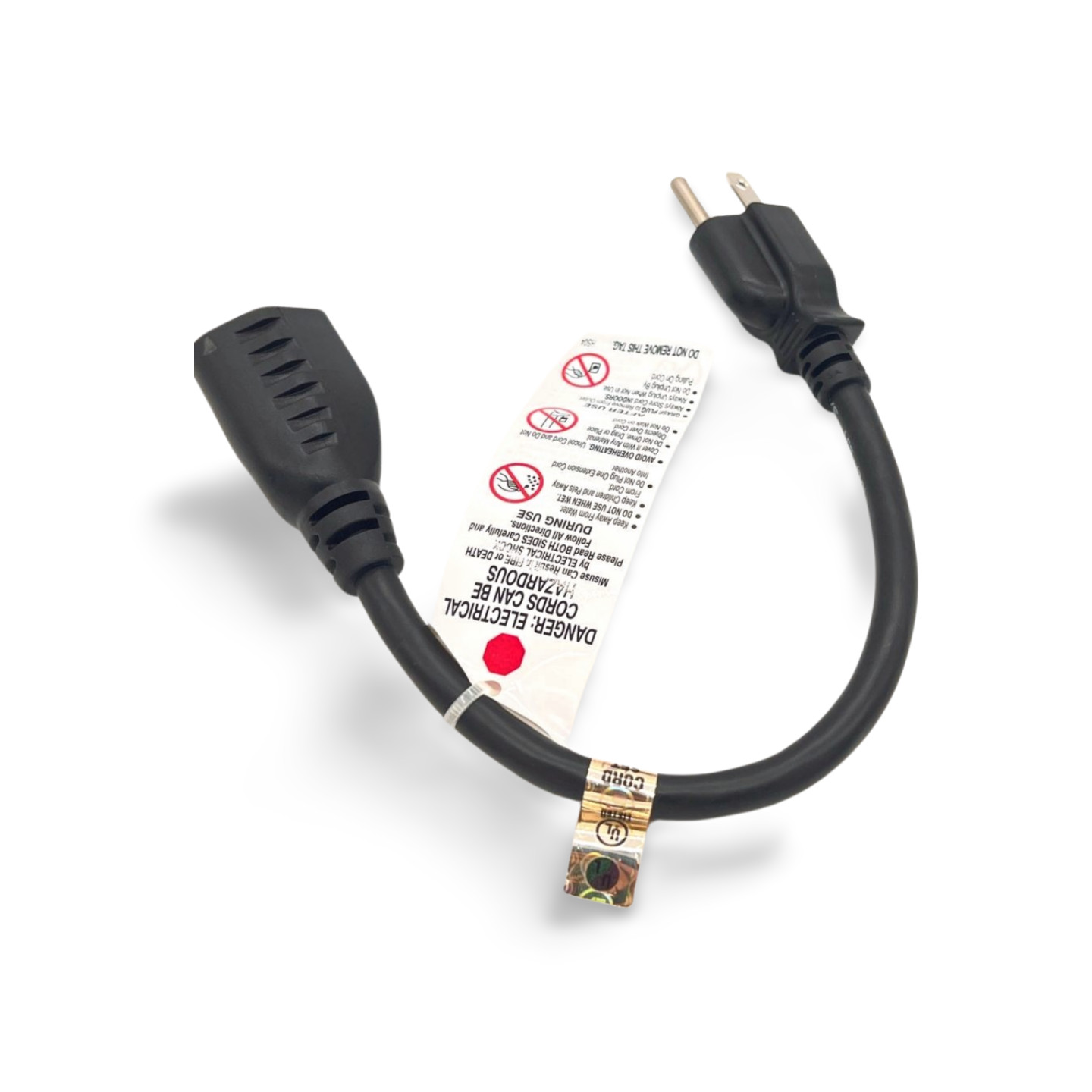 1ft 16 AWG Heavy Duty AC Power Extension Cord UL Approved - Black gallery