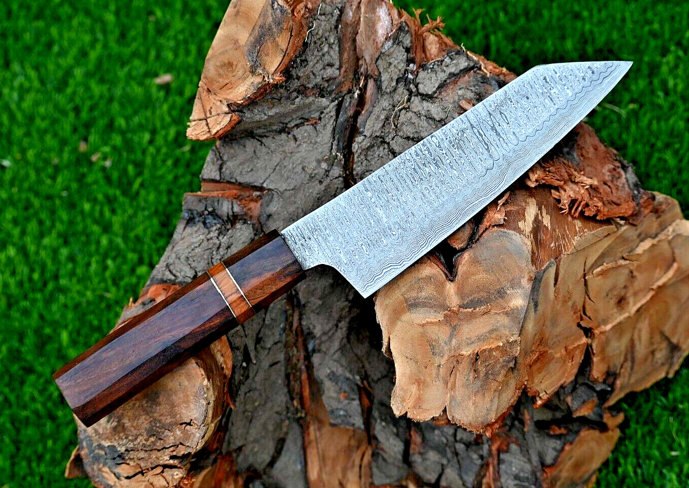 Custom Hand Made Forged Damascus Steel Kitchen Chef Knife Wood Handle 2735 gallery
