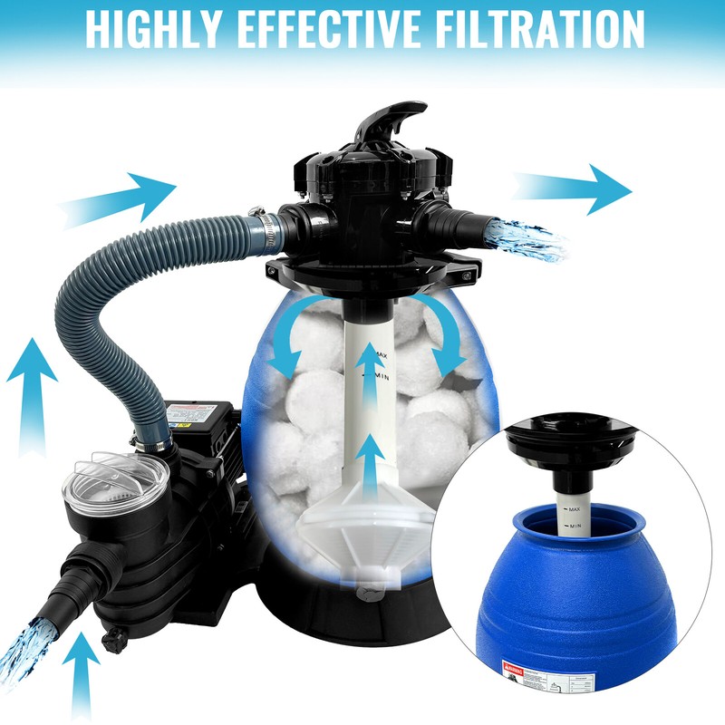 13" Sand Filter 3/4HP Pump 3648GPH Flow, 6-Way Valve for Pool Filtration System gallery