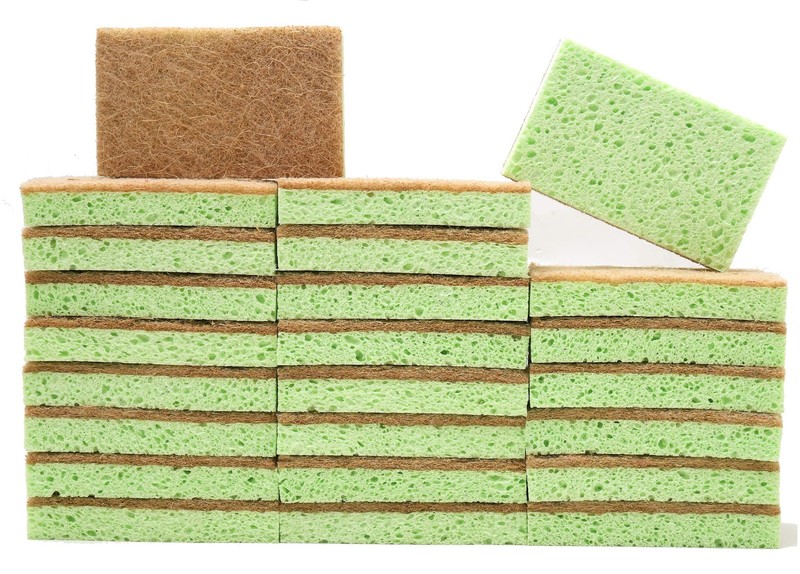 SCRUBIT 24 Pack Natural Sponges - Biodegradable 24 Count (Pack of 1), Green gallery