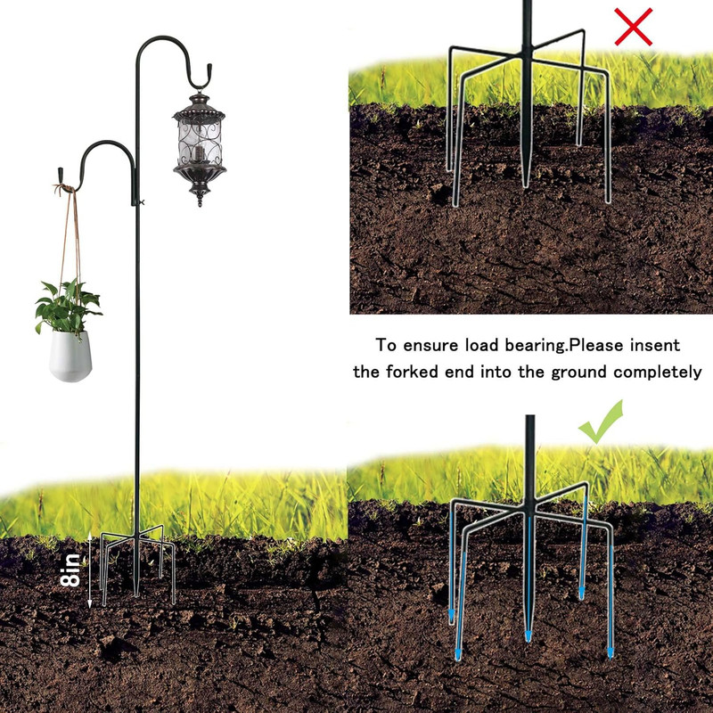 MIPON 78 Inch Double Shepherds Hooks for Outdoor Bird Feeder,Hanging Plants,Sola gallery