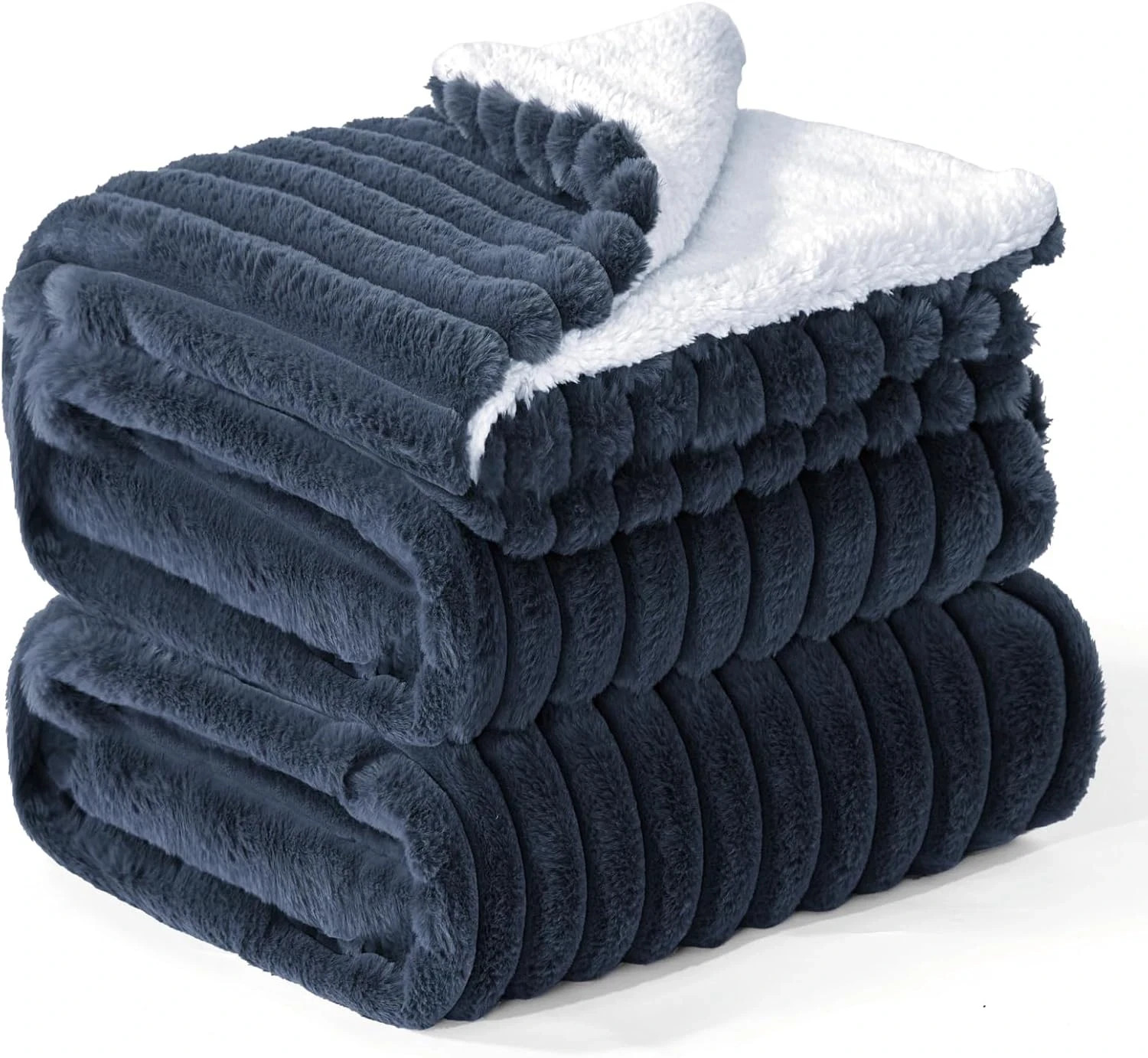 Sherpa Fleece King Size Blanket Super Soft & Warm Striped Fleece, Cozy Plush gallery