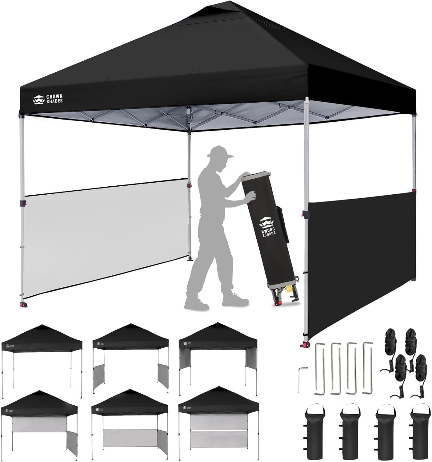 Instant Canopy – 10x10 Pop up Tent with 150D Silver Coated Fabric, US gallery