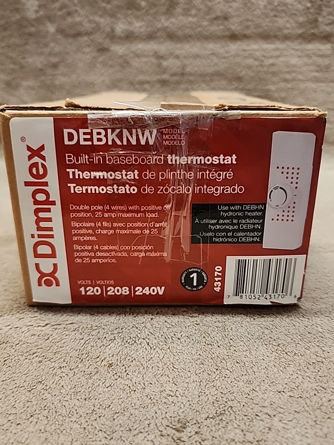 DC Dimplex EBKN Built In Baseboard Thermostat 25 Amp 125-240 Volts 60 Hz gallery