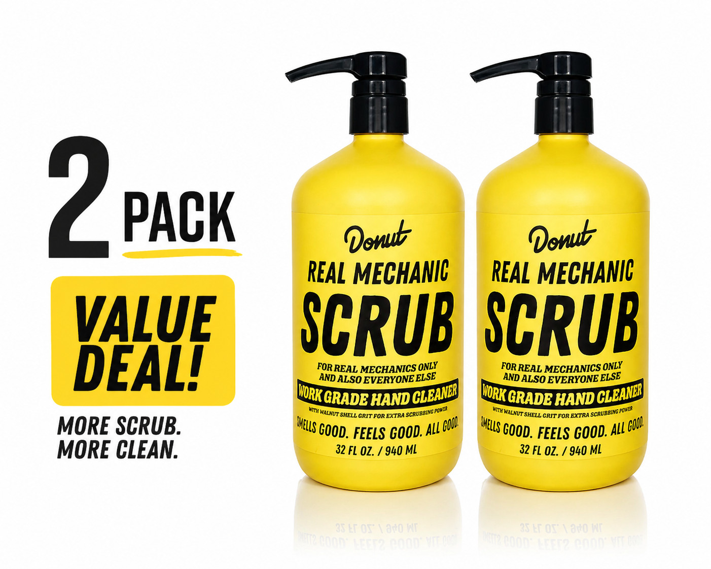 Donut Mechanic Hand Scrub Cleaner 32oz Pump Heavy Duty Grease Soap 2 Pack gallery