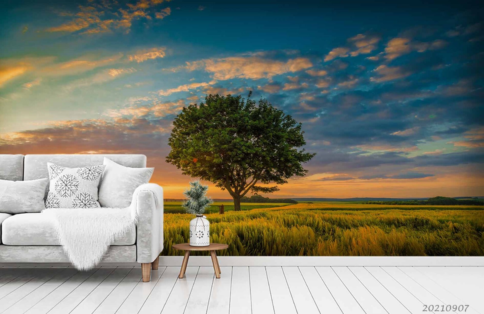 3D Tree Field Sunrise Landscape Wallpaper Wall Murals Removable Wallpaper gallery