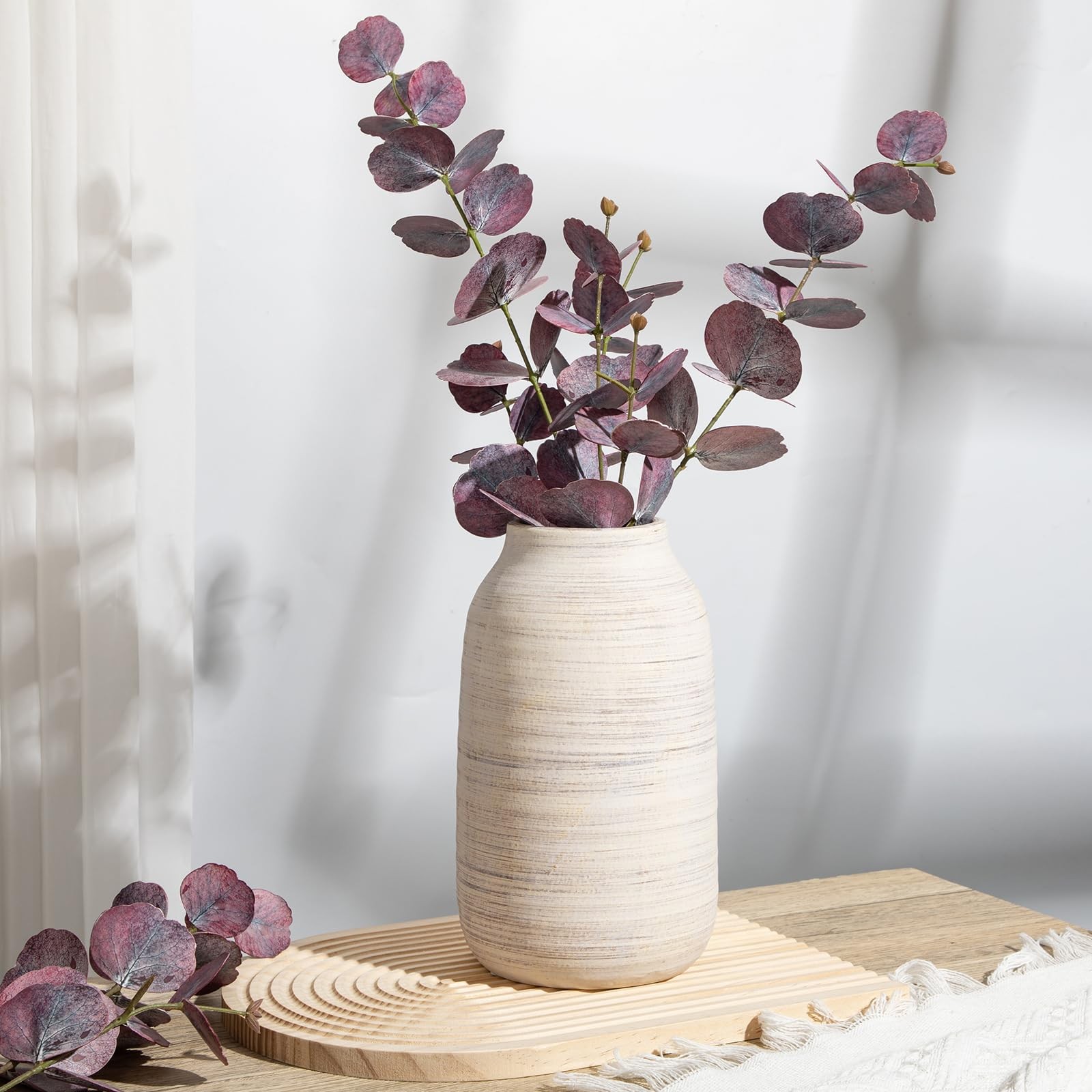 Briful 9.6In Large Rustic Shabby White Ceramic Vasevintage Farmhouse Flowers gallery