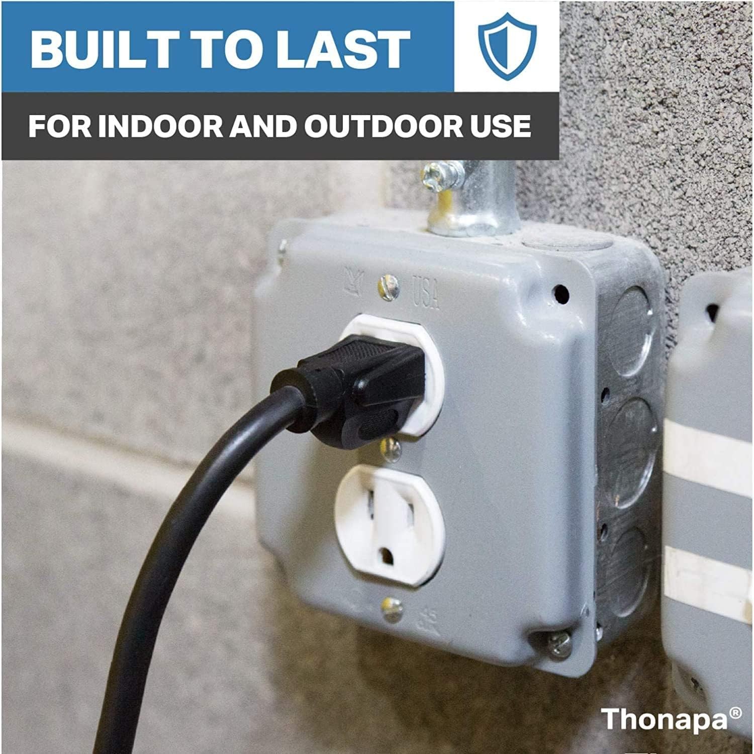 100 ft Outdoor Extension Cord 3 Outlets 16/3 SJTW Black 3 Prong UL Certified gallery