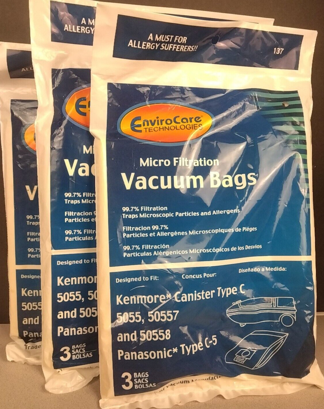 9 Enviro Care Micro Filtration 3 Pack Kenmore Canister Type C Vacuum Bags -New gallery