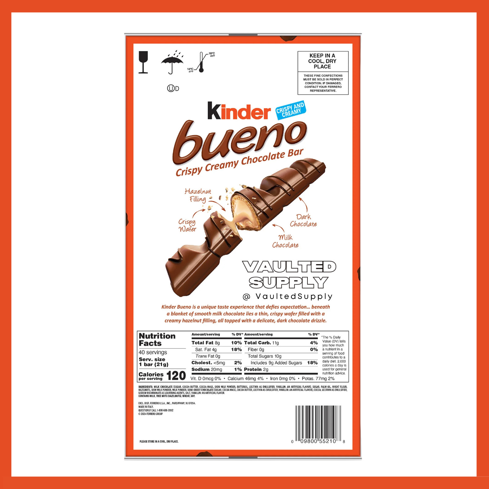 Kinder Bueno Chocolate Bars 2 Pack Bulk 40 Packs 80 Bars Crispy Creamy gallery