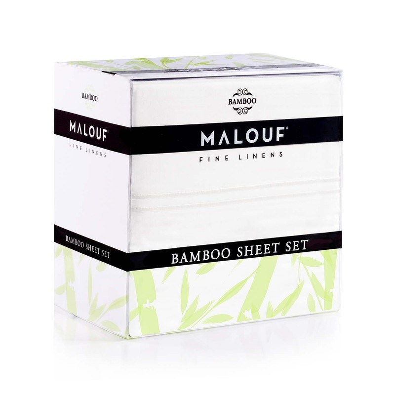 MALOUF 100% Rayon from Bamboo Sheet Set, Twin, White gallery