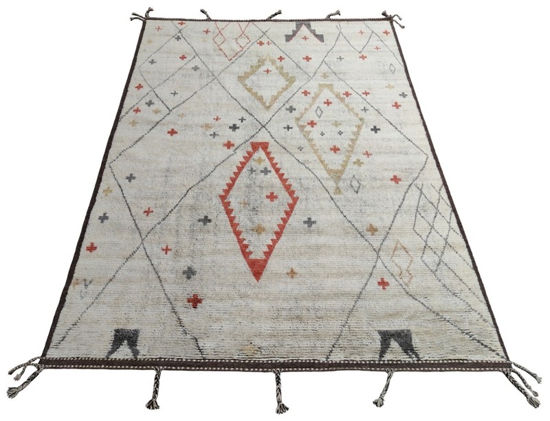 Modern Moroccan Berber Rug. 100% Wool. Beige Beni Ourain Design Carpet gallery