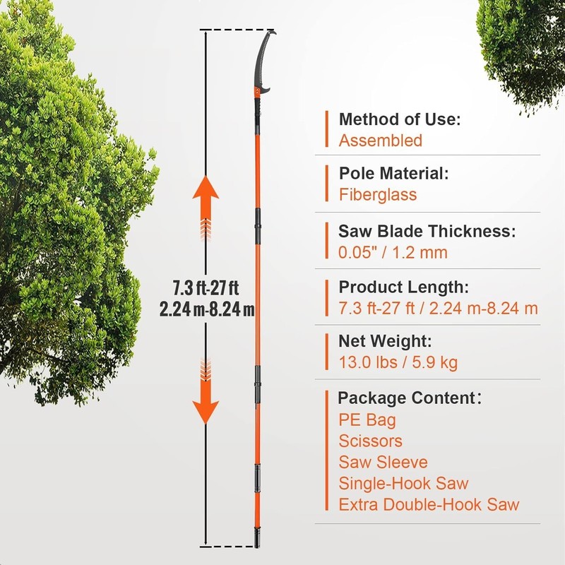 Extendable 27 ft Branch Trimmer - Lightweight Design & Safety Features Included gallery