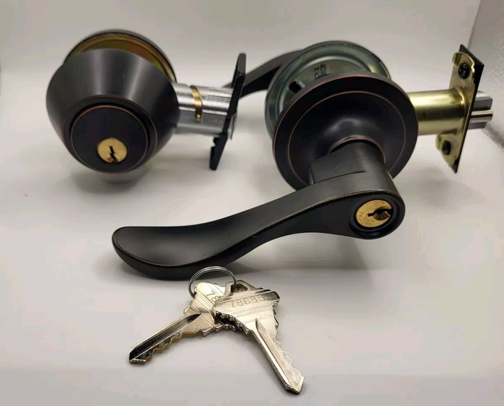 New LSDA Grade 3 Entry Lever And SC DB Combo Set Locks In Oil Rubbed Bronze