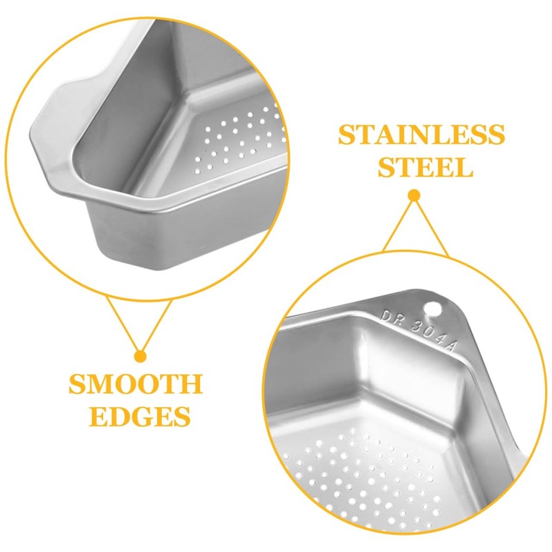 Stainless Steel Corner Sink Strainer Basket 9.64X5.9X2.95In Hanging gallery