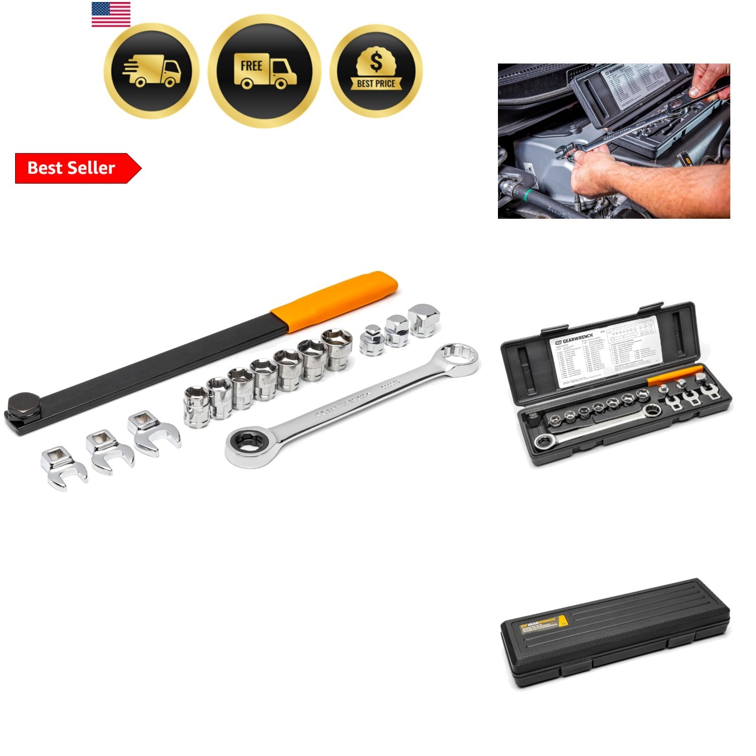 15 Piece Ratcheting Serpentine Belt Tool Set | 3680D gallery
