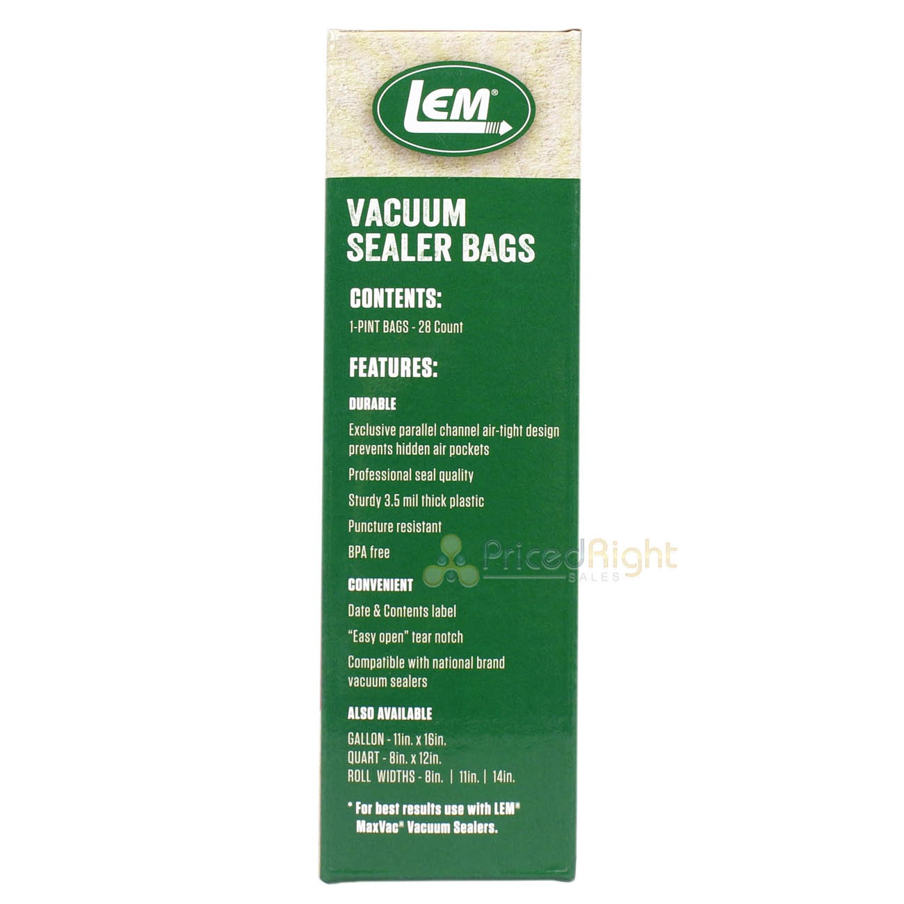 LEM MaxVac 28 Count 6" x 9" Pint Size Air Tight Vacuum Sealer Bags BPA Free 1386 gallery