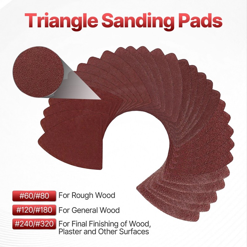 30PCS 40mm Triangular Finger Oscillating Multi Tool With 1 X Sanding Pads Set gallery