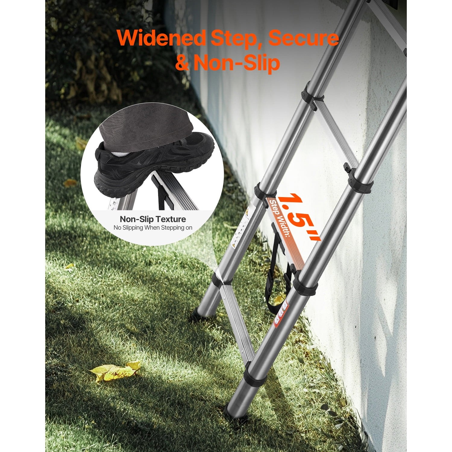 8.5ft Telescoping Ladder, Stainless Steel Lightweight Extension Ladder gallery